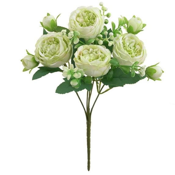 Artificial Flowers Bouquet - 11.8 Inch Realistic Flower Wall Decor, Home/Wedding Decoration Bendable Stems Floral Arrangement(Green)