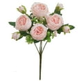 thumbnail image 1 of Artificial Flowers Bouquet - 11.8 Inch Realistic Flower Wall Decor, Home/Wedding Decoration Bendable Stems Floral Arrangement(Light Pink), 1 of 5