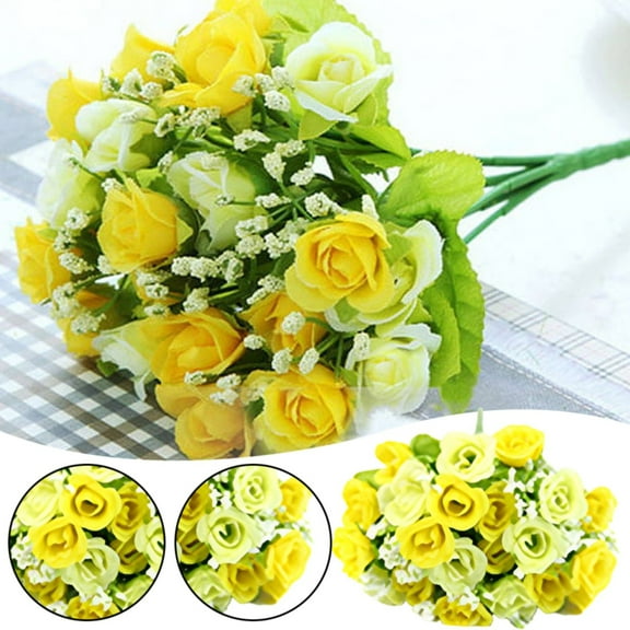 Artificial Flowers Bouquet,1pc Artificial Roses Yellow Roses With Long For Wedding Bouquets Vases For Flower Arrangement