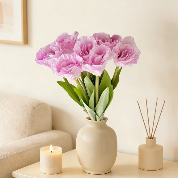 Artificial Flowers Bouquet 7 Piece Set – Silk Fake Flower Stems for Home Decor, Wedding Centerpieces, Photography Props, Indoor or Outdoor Arrangements