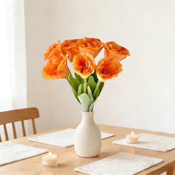 Artificial Flowers Bouquet 7 Piece Set – Silk Fake Flower Stems for Home Decor, Wedding Centerpieces, Photography Props, Indoor or Outdoor Arrangements