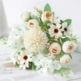 thumbnail image 1 of Artificial Flowers Bouquet Fake Peony Silk Hydrangea Wildflowers Arrangements with Stems for Wedding Home Centerpieces Decor (Light Yellow), 1 of 3