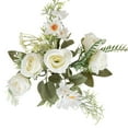 thumbnail image 1 of Artificial Flowers Bouquet, Fake Rose Bouquet Faux Artificial Flower Arrangements Decoration Table Wedding Flower Centerpieces(White), 1 of 7