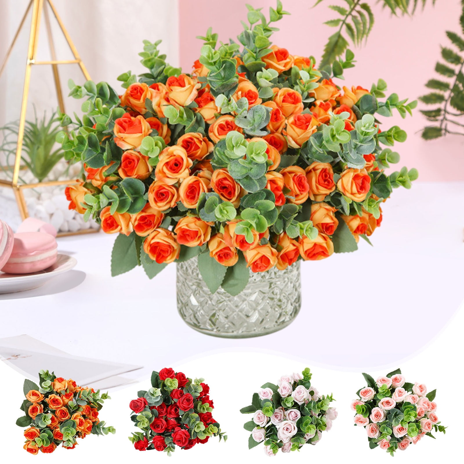 Artificial Flowers Bouquet Fake Roses Spray Realistic Home Decor Living