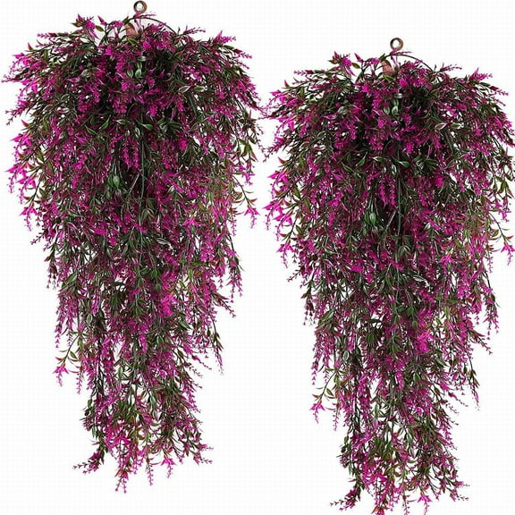 Artificial Flowers Bouquet,Hanging Plants Artificial Lavender Plants Hanging Vines Artificial Hanging Flowers For Spring Decor Home Garden Wedding Decor