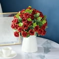 thumbnail image 1 of Artificial Flowers Bouquet | Multi-Purpose Wedding & Home Decor | Realistic Plastic Blooms In Red | 30Cm Length | Waterproof & Adjustable Design, 1 of 8