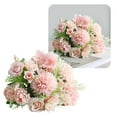 thumbnail image 1 of Artificial Flowers Bouquet,Silk Peony Hydrangea Wildflower Stem Arrangements,Realistic Fake Plant Mix for Wedding Home Centerpiece Vase Decor,Gift,Pink,1 Bundle, 1 of 10