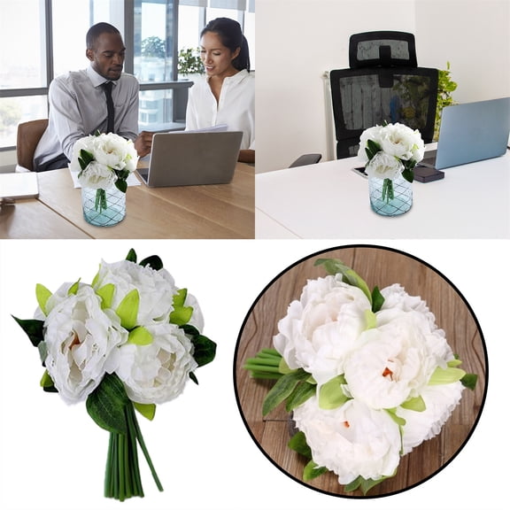 Artificial Flowers Bouquet,Simulation Flower 5 Head Bunching Simulation Peony Flower Holding Bride Flower Home Decoration Simulation