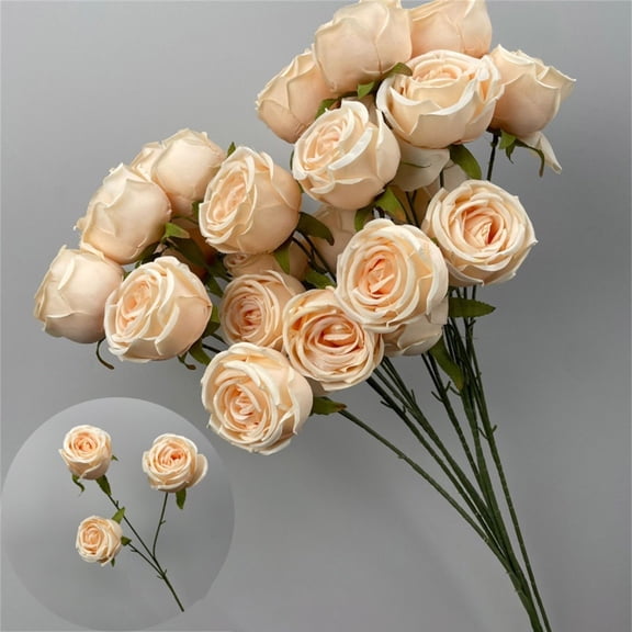 Artificial Flowers Bulk Realistic Silk Faux Rose - Faux Silk Bouquet for Wedding Decorations, Home Décor for Home Decoration Wedding Party Garden Floral Decor, A Bouquet of 10PC Flowers, 30 Heads