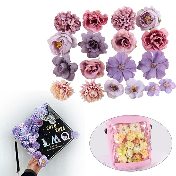 Artificial Flowers Bulk Silk Roses Fake Flowers Heads for Crafts - DIY Home Spring Garden Floral Party Wildflower Garland Hanging Decoration Mini Small Rose Faux Fabric Flowers Heads 3-6cm (Purple)