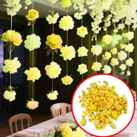 Artificial Flowers Bulk Silk Roses Fake Flowers Heads for Crafts - DIY Home Spring Garden Floral Party Wildflower Garland Hanging Decoration Mini Small Rose Faux Fabric Flowers Heads 3-6cm (Yellow)