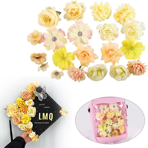 Artificial Flowers Bulk Silk Roses Fake Flowers Heads for Crafts - DIY Home Spring Garden Floral Party Wildflower Garland Hanging Decoration Mini Small Rose Faux Fabric Flowers Heads 3-6cm (Yellow)