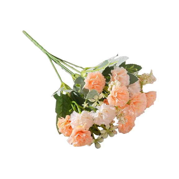 Artificial Flowers Carnation Silk Floral Arrangements for Wedding Decorations Home Decor Table Centerpiece Orange Fake Flowers Bouquet Living Room Office Decoration