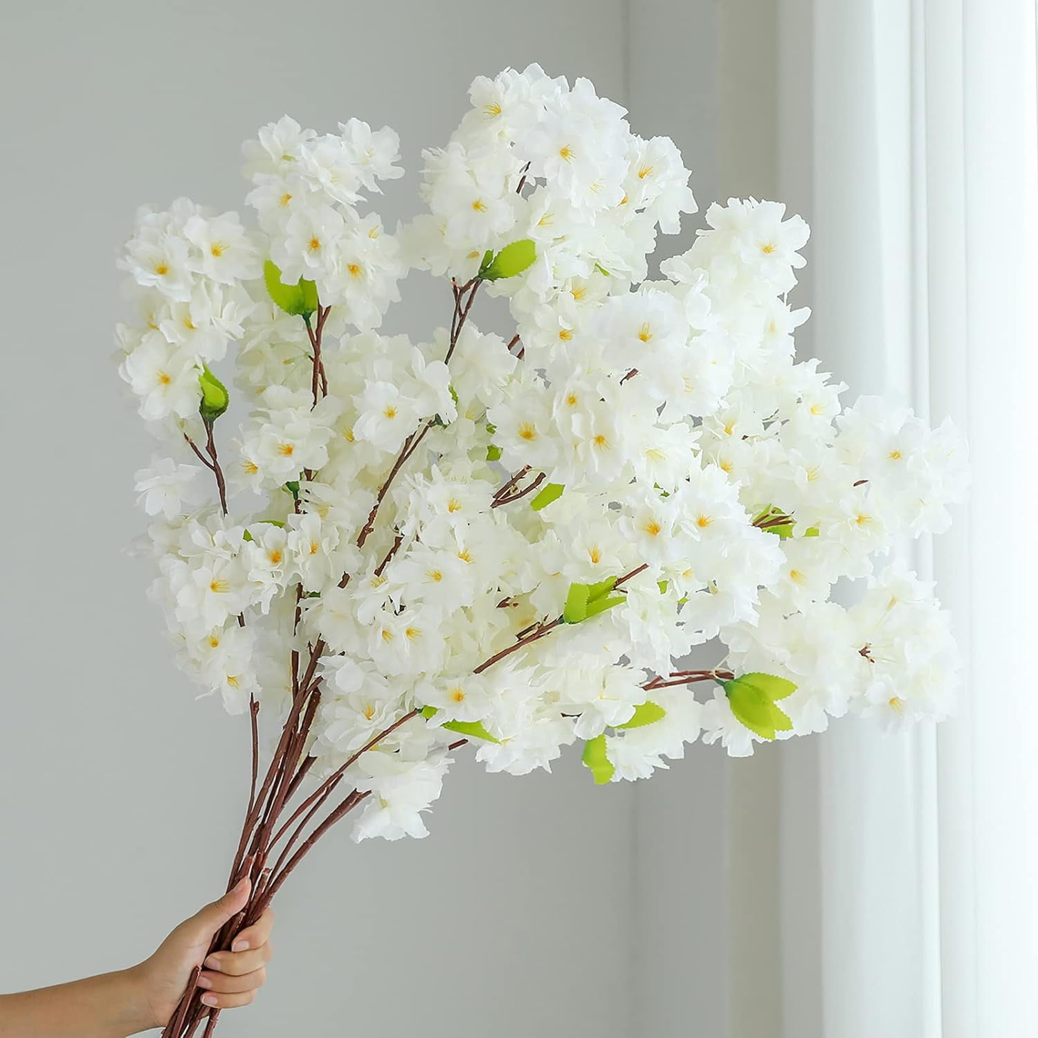Artificial Flowers Cherry Blossom Branches 42 Inch Fake Silk Cherry Blossom Flowers Arrangements for Wedding Party Home Decoration (Dark Pink,3Pack)