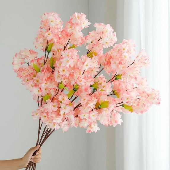 Artificial Flowers Cherry Blossom Branches 42 Inch Fake Silk Cherry Blossom Flowers Arrangements for Wedding Party Home Decoration (Dark Pink,3Pack)