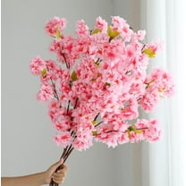 Artificial Flowers Cherry Blossom Branches Inch Fake Silk Cherry Blossom Flowers Arrangements for Wedding Party Home Decoration (Dark Pink,3Pack)