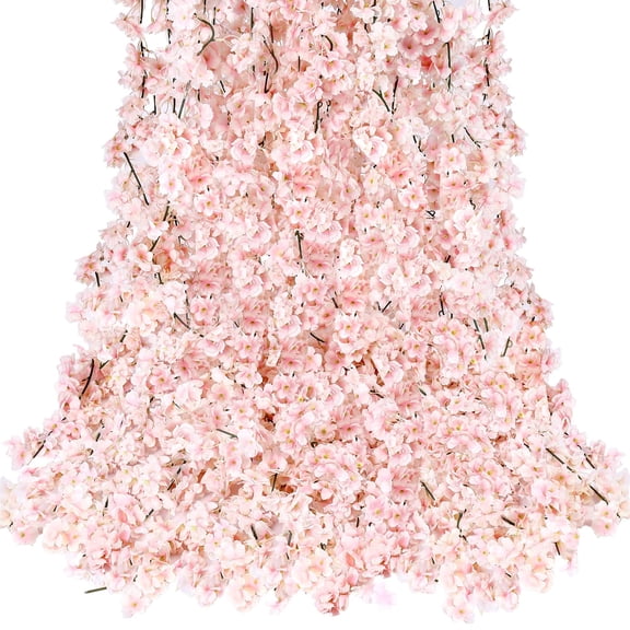 Artificial Flowers,Cherry Garland Artificial Cherry Flower Vines Hanging Flowers Garland For Home Wedding Garden Arch Decor
