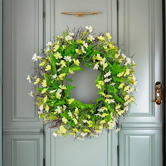 Artificial Flowers Clearance ASXITE Artificial Flowers for Decoration, Spring European Spring Color Simulated Orchid Flower Wreath Wedding Festival Door Hanging Home Decoration