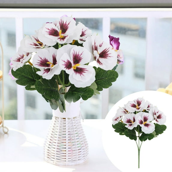 Artificial Flowers Clearance! Artificial Flower Pansy Flower Ornaments White Artificial Flowers