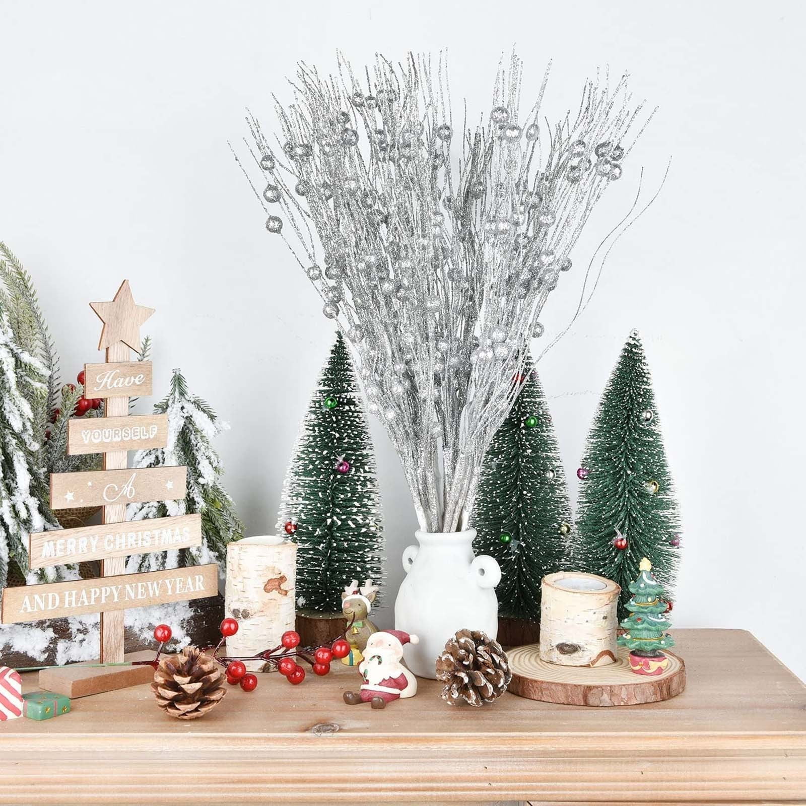 Artificial Flowers Clearance! Simulated Berry Bunch of 12 Silver, 12