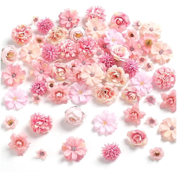 Artificial Flowers Combo 20 Pcs Fake Flowers Heads Silk Peony Flower Heads Bulk Handmade Rose Heads for Wedding Bouquet Arrangements Bridal Shower Floral Backdrop Party Cake Home Decor Pink