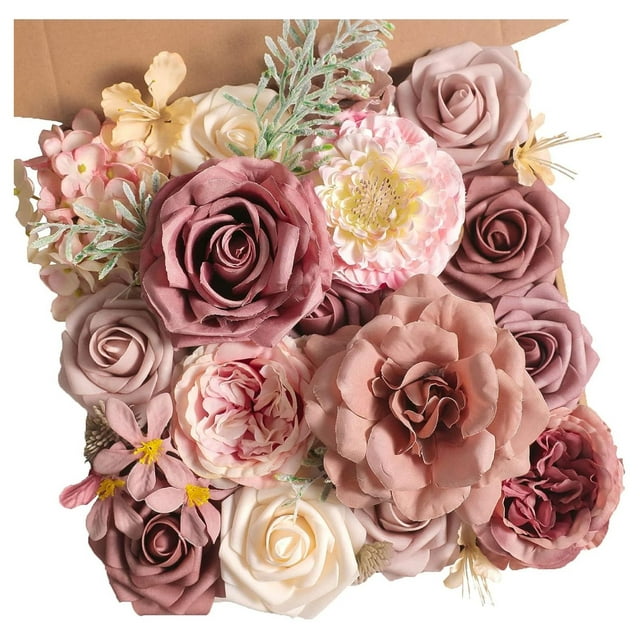 Artificial Flowers Combo Box Set Dusty Rose Fake Flowers Bulk Flower