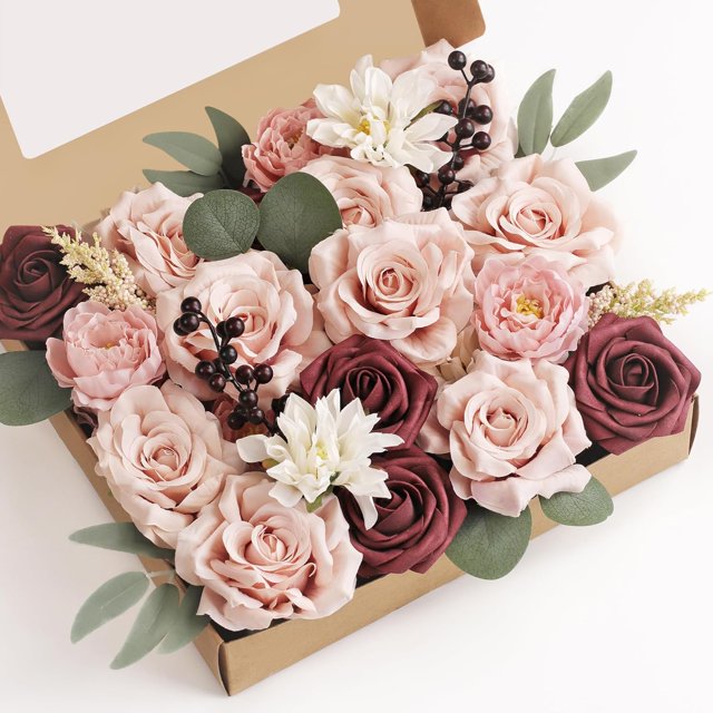 Artificial Flowers Combo Box Set Fake Flowers Bulk for DIY Wedding