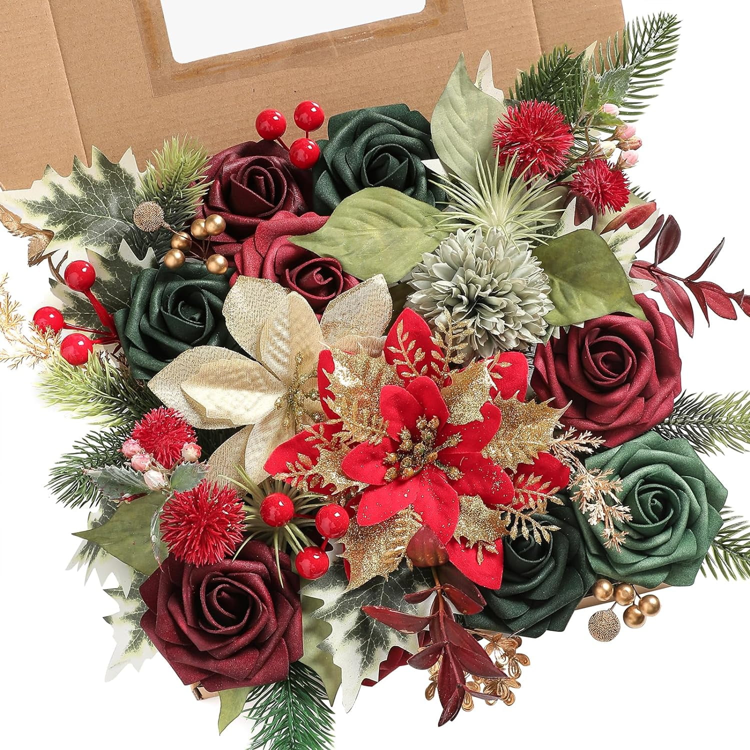 54 Pezzi Di Fiori Finti Misti In Seta – Rose E Mix Floreale Per Decorazioni Fai Da Te Matrimonio E Casa – Blu E Verde