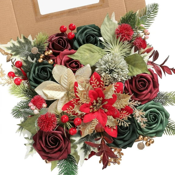 Artificial Flowers Combo Box Set Fake Flowers Bulk for DIY Wedding Bridal Bouquets Faux Roses Floral Arrangements with Stems for Party Table Centerpieces Spring Home Indoor Outdoor Decoration