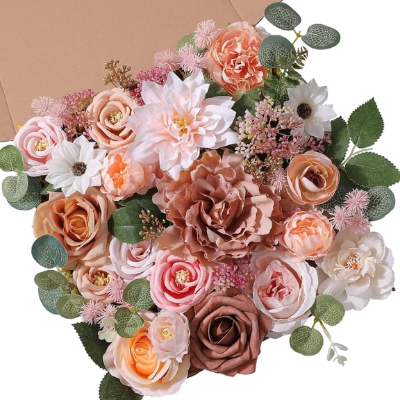 Artificial Flowers Combo Box Set Fake Flowers Bulk for DIY Wedding Bridal Bouquets Faux Roses Floral Arrangements with Stems for Party Table Centerpieces Spring Home Indoor Outdoor Decoration