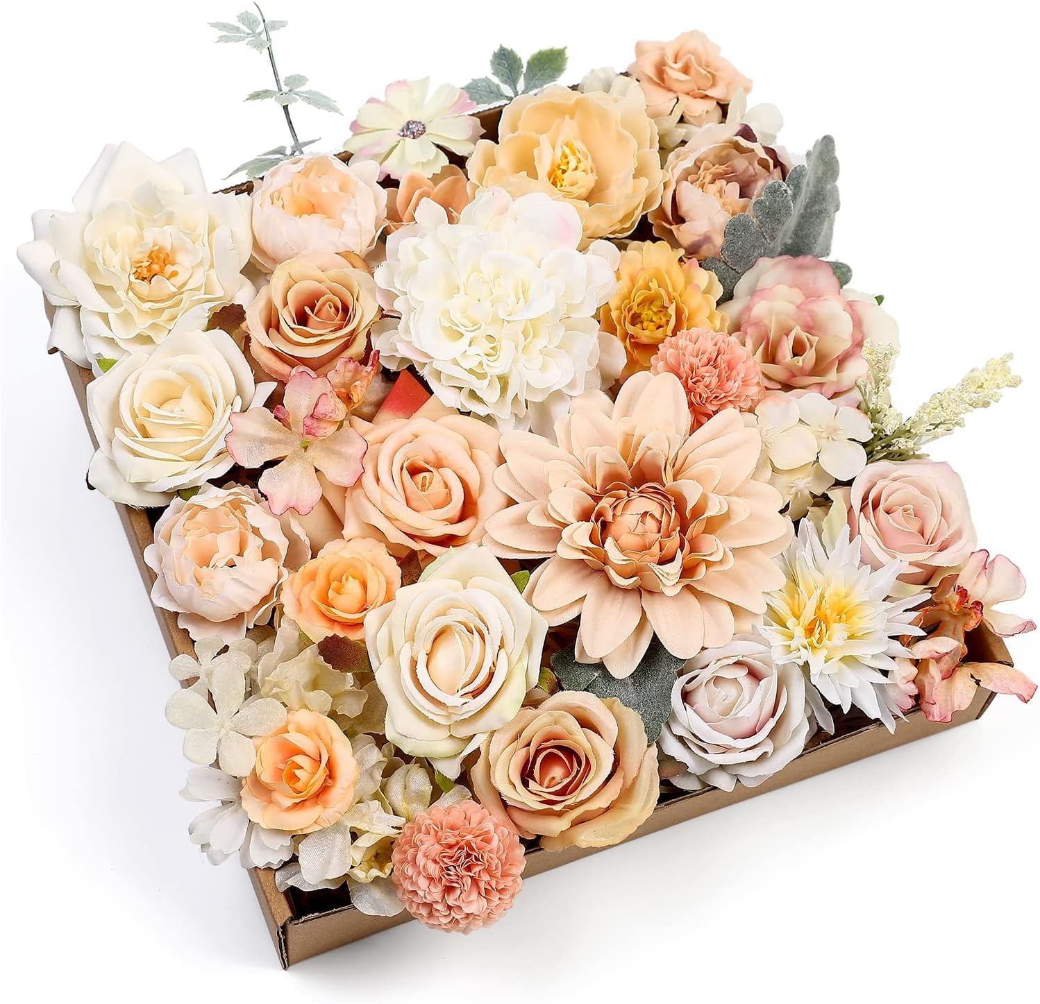 Artificial Flowers Combo Box Set Fake Flowers Bulk for DIY Wedding Bridal Bouquets Faux Roses Floral Arrangements with Stems for Party Table Centerpieces Spring Home Indoor Outdoor Decoration