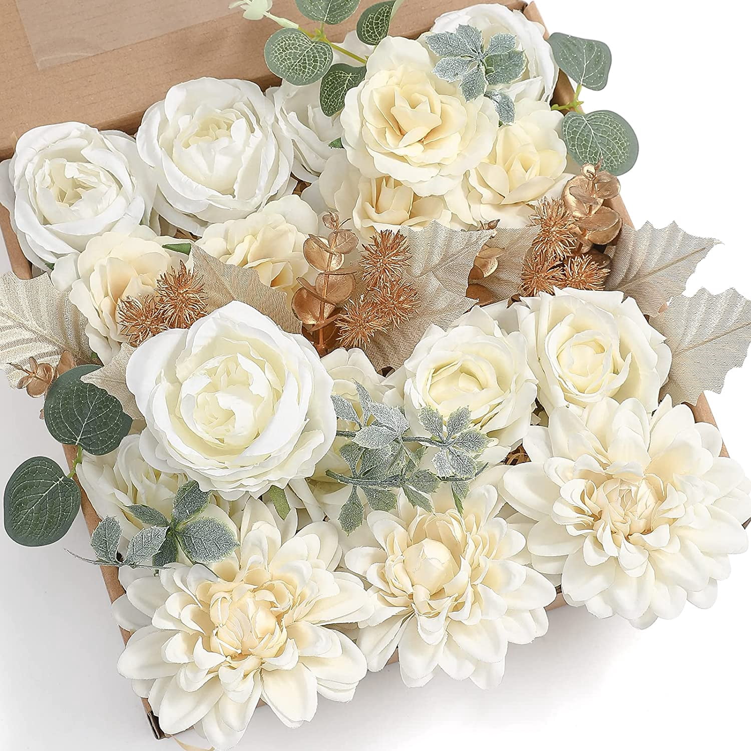 Artificial Flowers Combo Box Set Gradient Color Flower Leaf with Stems ...