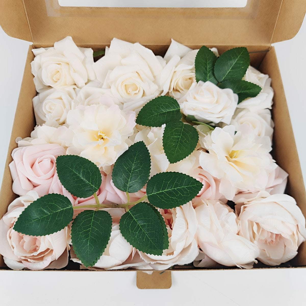 Artificial Flowers Combo Box Set Gradient Color Flower Leaf with Stems ...