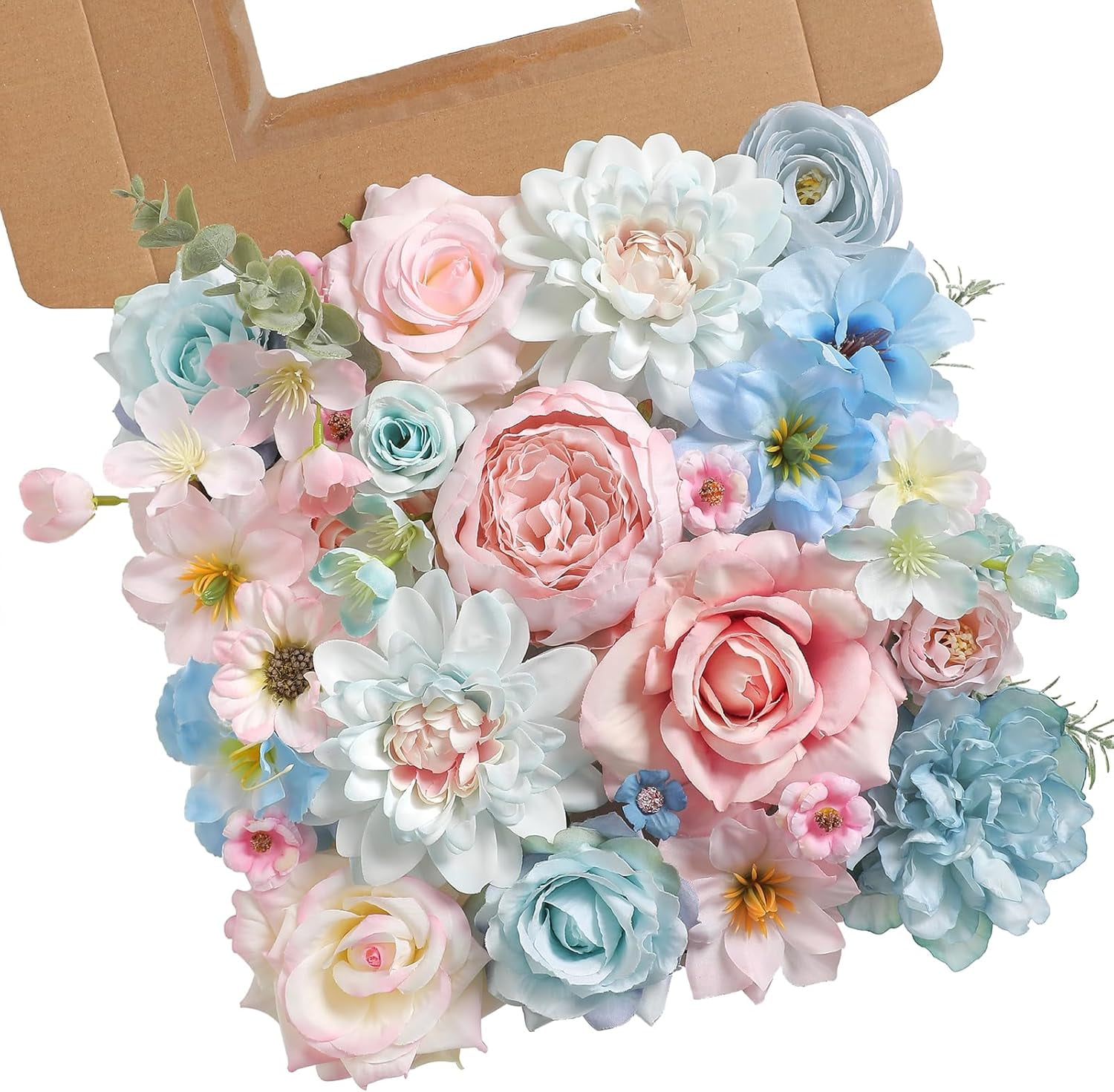 Artificial Flowers Combo Box Set Silk Flowers Fake Rose for DIY Floral Arrangements Wedding Bouquets Centerpieces Baby Shower Party Home Decorations（Nude Color）