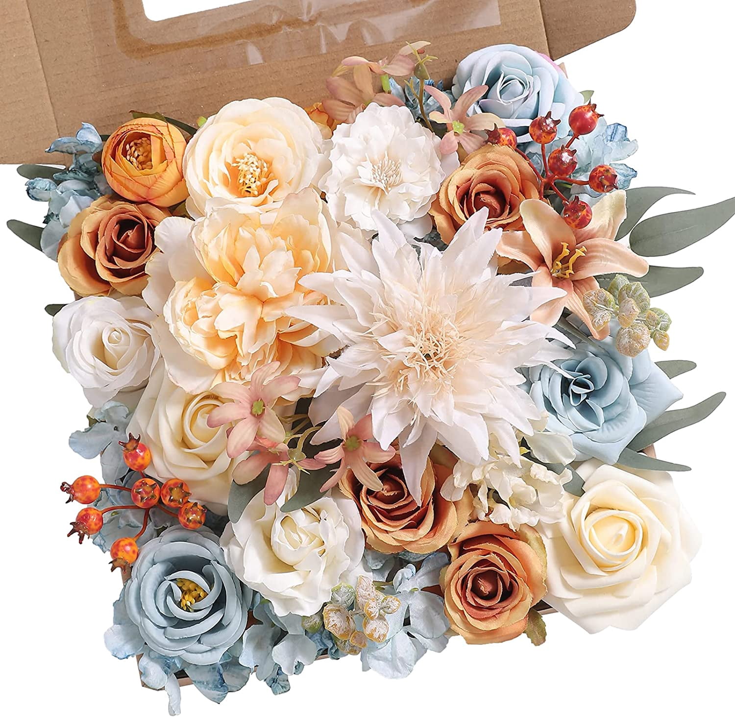 Artificial Flowers Combo Box Set Silk Flowers Fake Rose for DIY Floral Arrangements Wedding Bouquets Centerpieces Baby Shower Party Home Decorations（Nude Color）