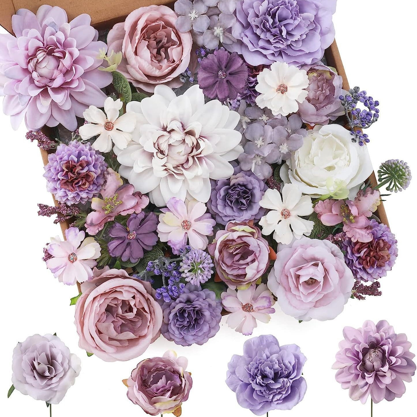 Artificial Flowers Combo Box, Silk Floral Wedding Bouquets Rose with ...
