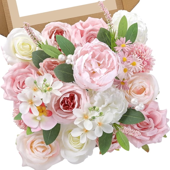Artificial Flowers Combo Pink Rose Bouquets with Stems for DIY Floral Arrangements, Wedding Bridal Bouquet, Table Centerpieces, Home Indoor Decor