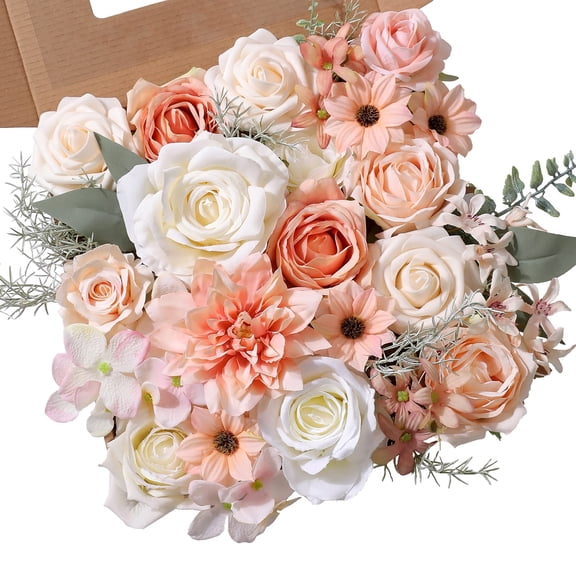 Artificial Flowers Combo Set Fake Flower Leaf Box with Stems for DIY Wedding Bouquets Centerpieces Flower Arrangements Decorations Baby Shower Party Home Decorations Champagne Purple