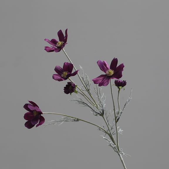 Artificial Flowers, Dark Purple Daisy Artificial Flowers, 6Pcs Faux Flower Stems, 24 Inch Long Real Touch Artificial Flowers, for Diy Floral Arrangements, Home Decor, Wedding and