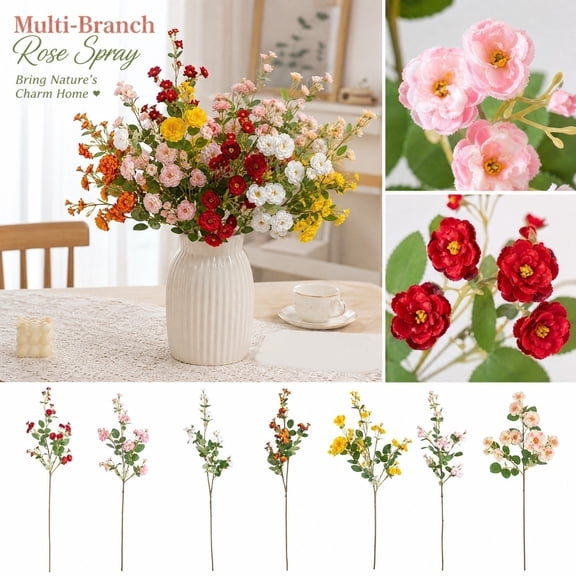 Artificial Flowers for Decoration, Faux Flower Stems, Flower Decorations for Party, Faux Stems for Vase, 29 Inch Pink Spring Small Bloom Floral Branch with Green Leaves for Vase