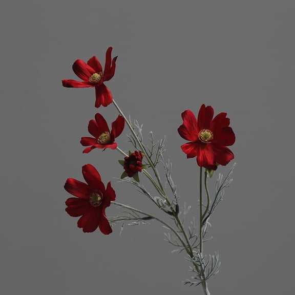 Artificial Flowers for Decoration, Red Daisy Artificial Flowers, Real Touch Artificial Flowers, Artificial Flower Stems, 6-Pack 24 Inch Red Cosmos Small Chrysanthemum Faux Flower