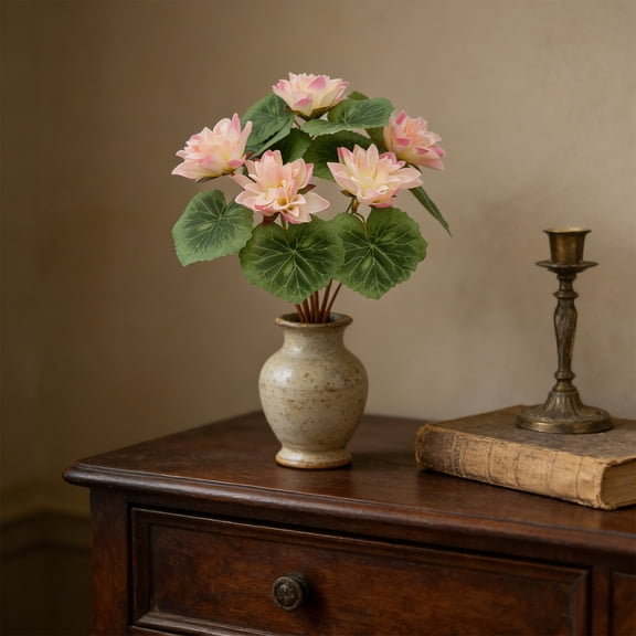 Artificial Flowers - Decorative Silk Roses Realistic Fake Blooms for Home Dining Table Tv Cabinet Wedding Centerpiece, 11.8 x 2 x 2 in, (Pink),Ccwuwei