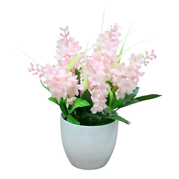 Artificial Flowers Delphinium Simulation Green Plant Potted Ornaments Plant Combination Indoor Desktop Ornaments Simulation Artificial Flower Plant Bonsai (Pink)