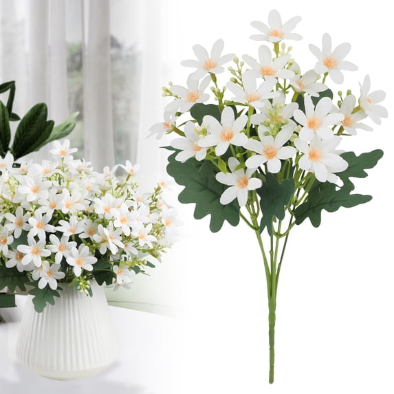 Artificial Flowers with Eucalyptus Leaves, Artificial Flowers Cemetery Flower, Artificial Flowers Outdoor Fake Flowers Silk Flowers, Spring Daisy Farmhouse Decor Flowers 1Pcs
