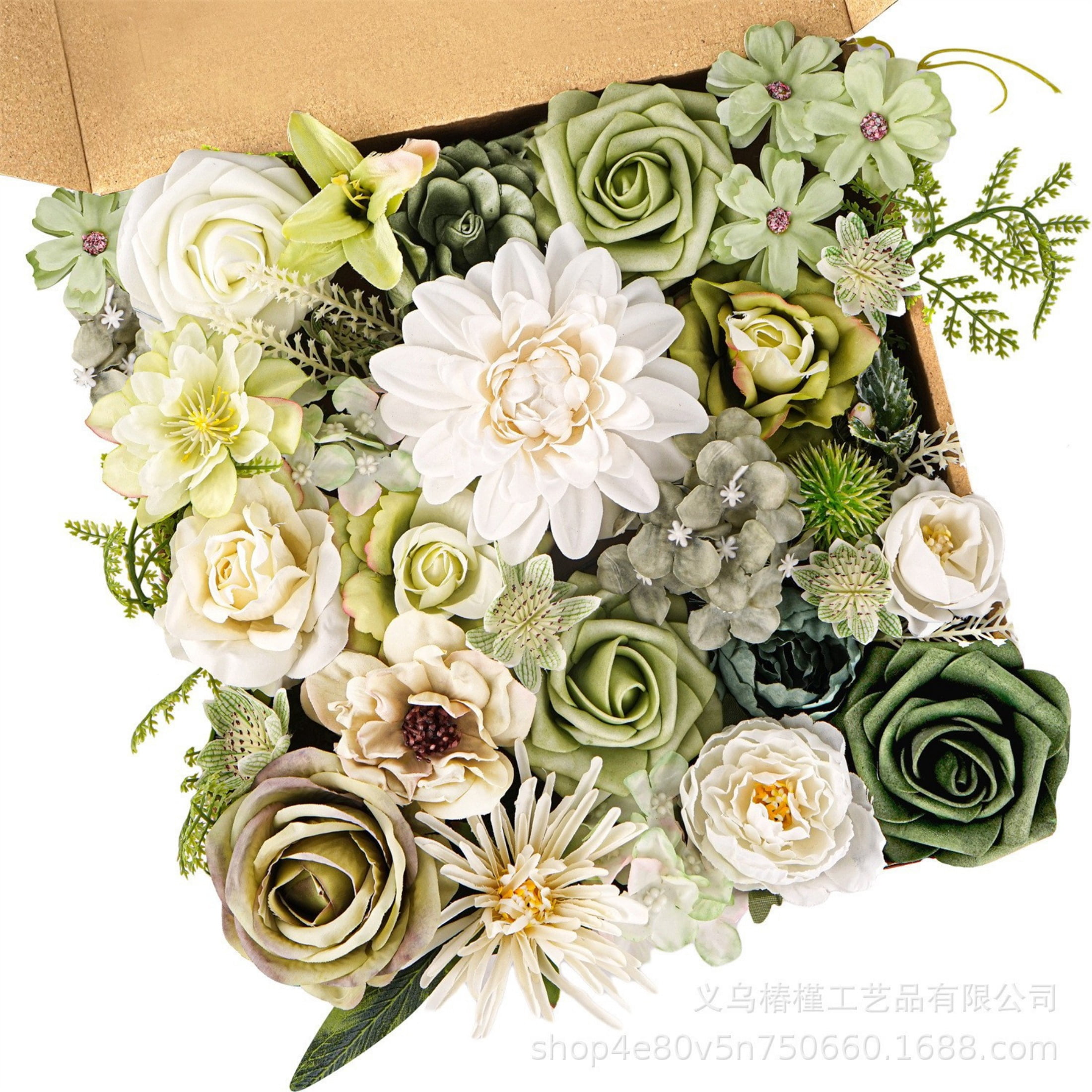 Artificial Flowers Fake Flowers and Fake Green Leaves Combo Box Set for ...