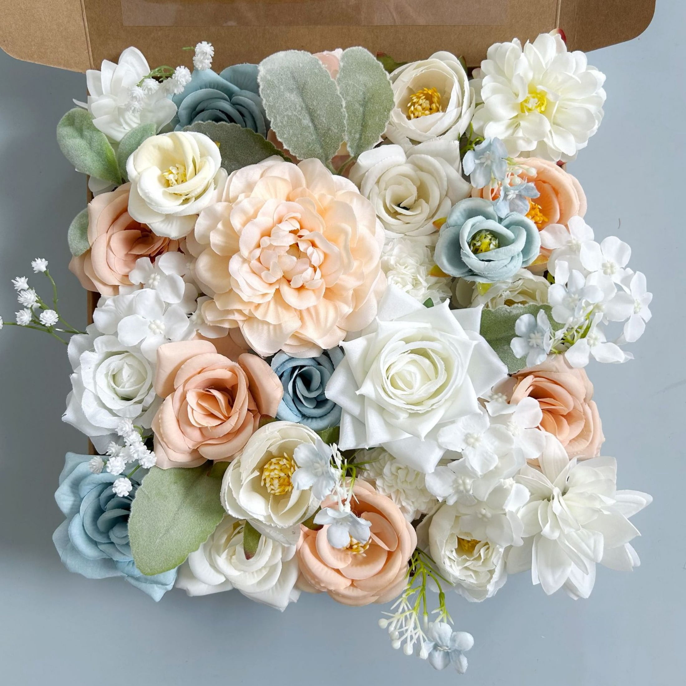 Artificial Flowers Fake Flowers and Fake Green Leaves Combo Box Set for ...