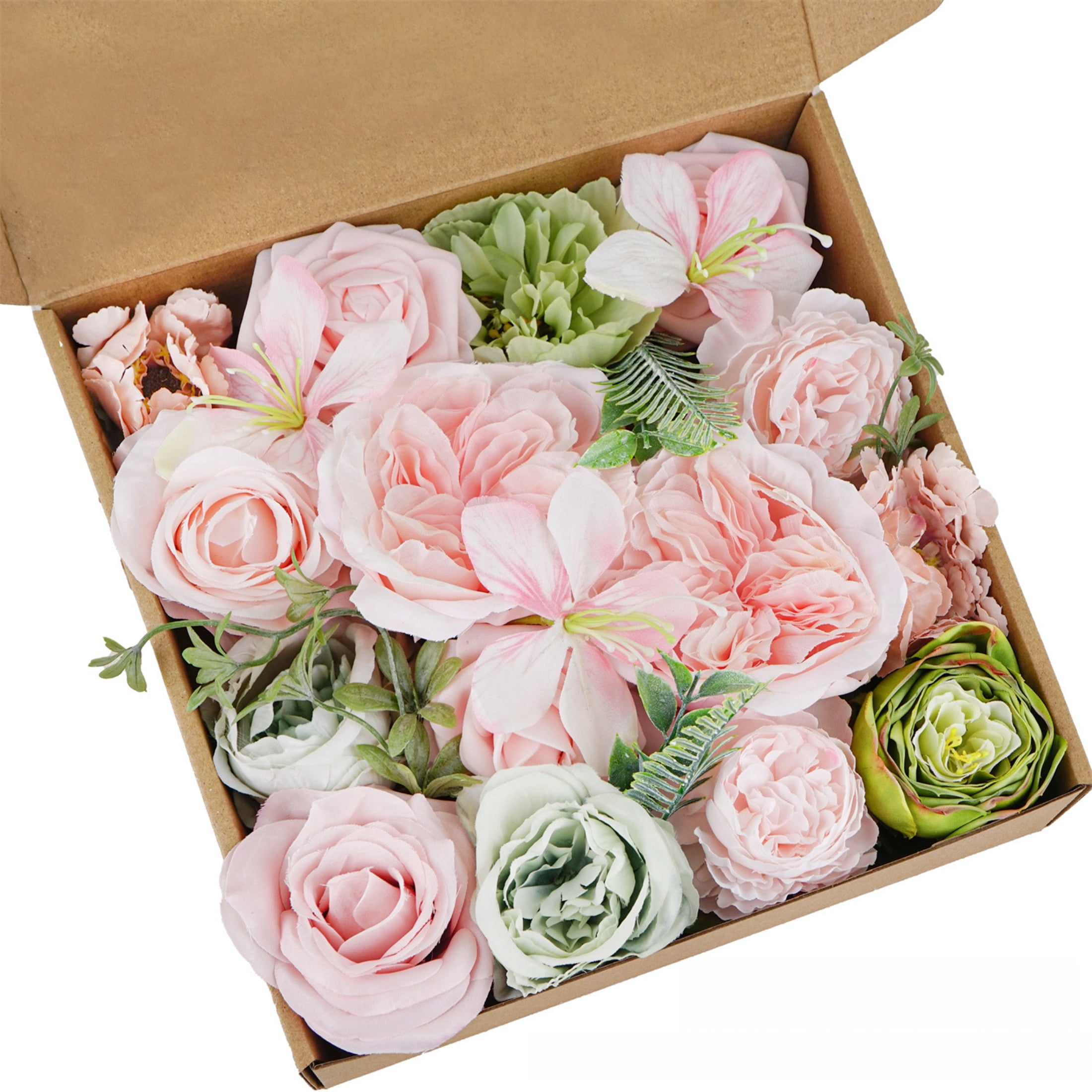 Artificial Flowers Fake Flowers and Fake Green Leaves Combo Box Set for ...