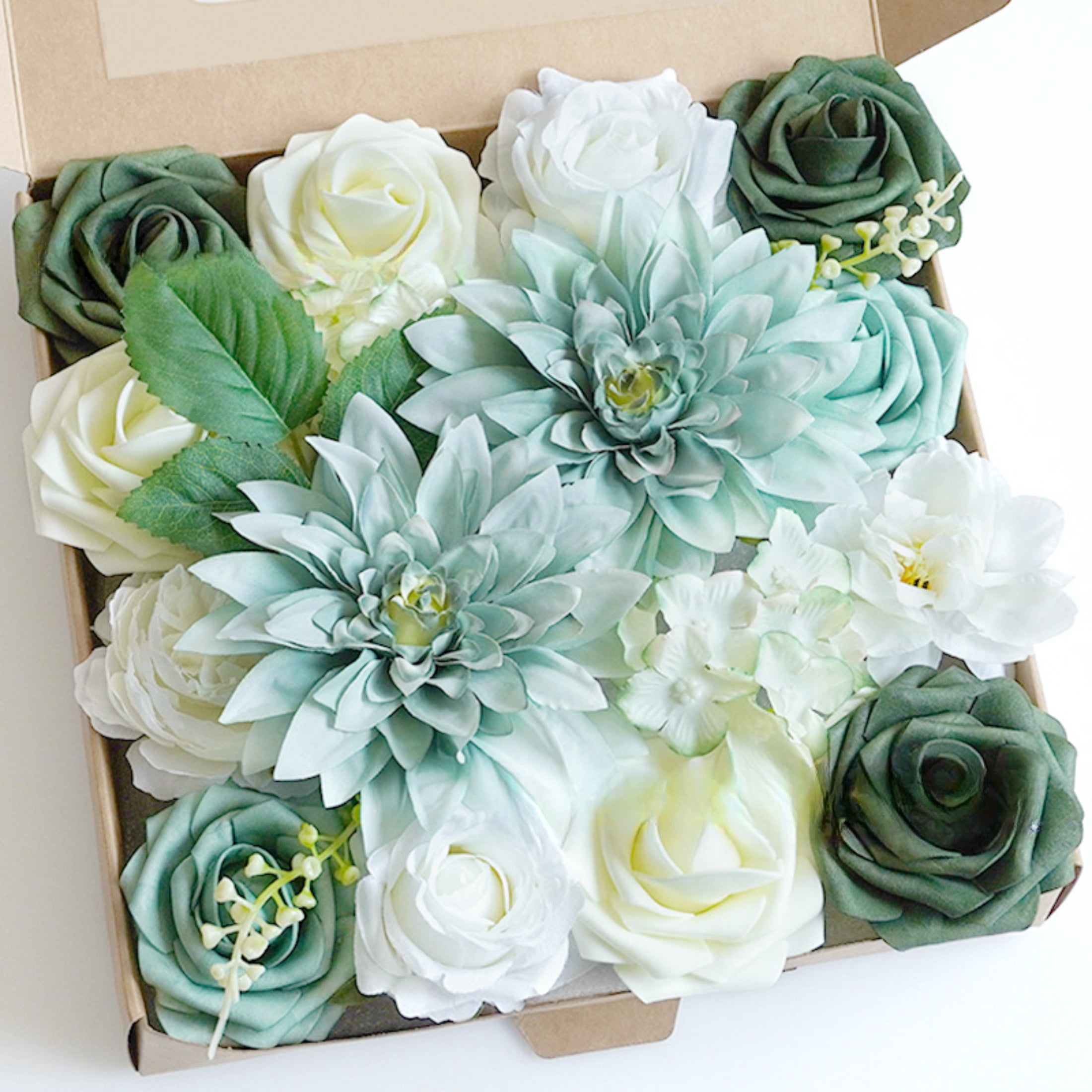 Artificial Flowers Fake Flowers and Fake Green Leaves Combo Box Set for ...