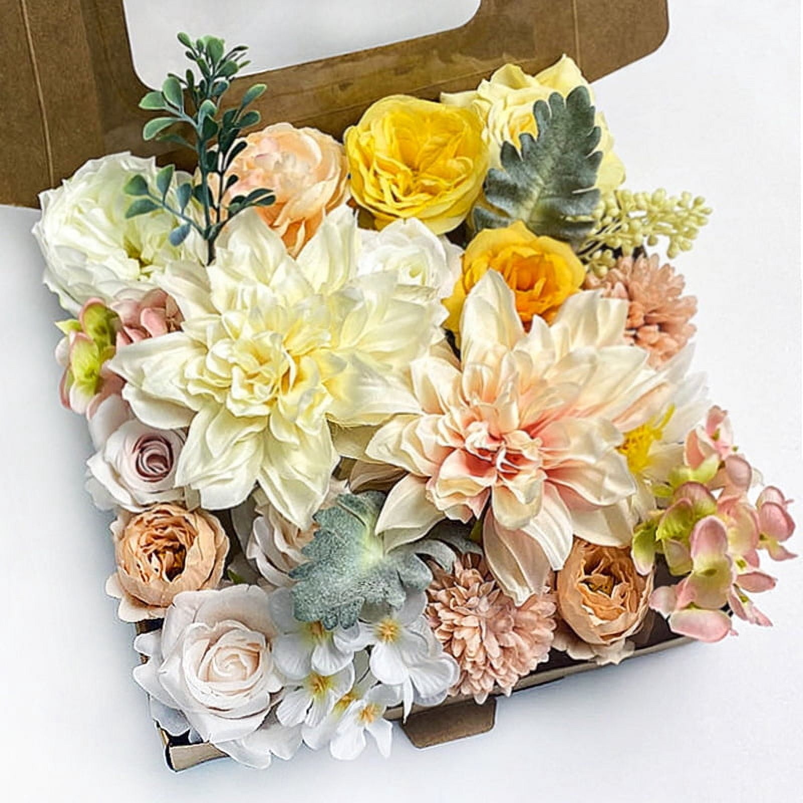 Artificial Flowers Fake Flowers and Fake Green Leaves Combo Box Set for ...