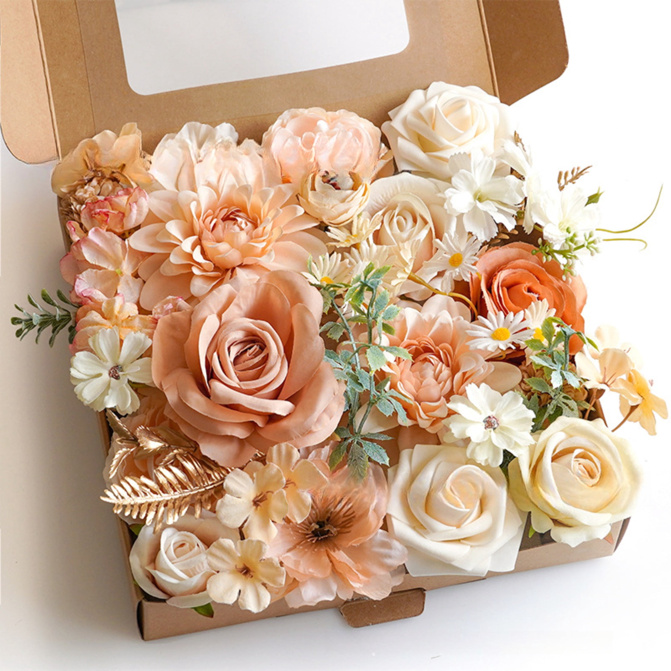 Artificial Flowers Fake Flowers and Fake Green Leaves Combo Box Set for ...